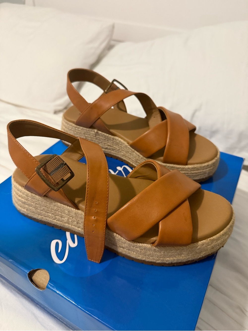 Susana Monaco Cognac Cross-Strap Espadrille Platform Sandals